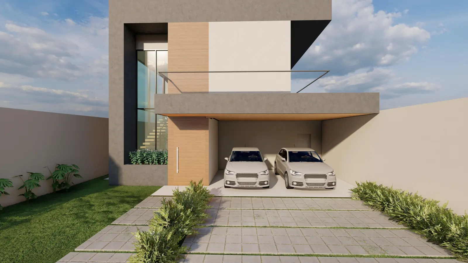 Imagem ilustrativa de projeto de sobrado, render